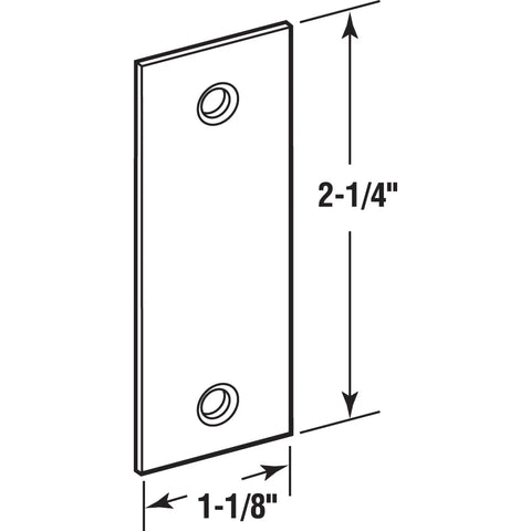 Steel Door Edge Hole Filler Plate 1-1/8 In Gray Finish Cover Plate For Mortise Holes, Heavy Gauge Steel Construction diagram