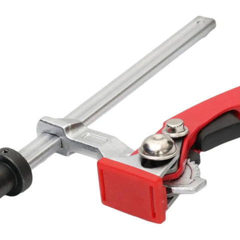 Close-up of Rugged Woodworking Clamp For Workbench Dog Hole And Versatile Table Vise showing 16mm steel construction and grip