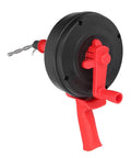 Heavy Duty Drain Auger And Plumbing Snake Built With Rock Solid 65 Manganese Steel Spring, ergonomic red handle for easy use.