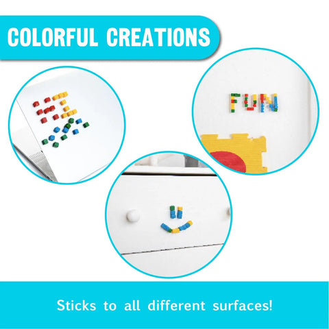 125 Pack Mini Sticky Stacking Cubes Four Color Set For STEM Hands On Building And Creative 3D Art Projects Kid Friendly Classroom And Home Decor Toy Blocks For Learning Fun, 1cm cubes on surfaces