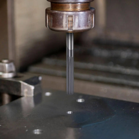 Carbide Chucking Reamer 0.253 Inch 6.42 mm Diameter Straight Flute Straight Shank Machine Reamer installed in CNC machine