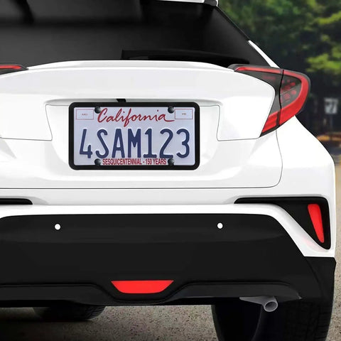 Clear License Plate Cover And Frame Set One Pack With Screws And Caps For Front And Rear UV Resistant PTE Shield on white car rear