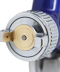Close-up of the 0.8mm nozzle on the Road Warrior Pneumatic Hvlp Sprayer, showcasing precision engineering for paint application.