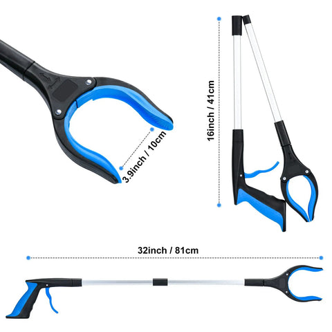 32 Inch Foldable Reacher Tool With Strong Magnetic Grip And 360 Degree Rotating Jaw Ultra Handy Grabber For Indoor And Outdoor Use Perfect For Seniors Trash Claw Style Reacher For Small Objects And Litter Cleanup