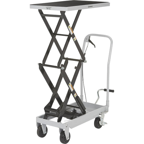 Strongway 2-Speed Hydraulic Rapid XT Lift Table Cart with scissor legs and casters, 500-lb capacity, 50.75 in lift height