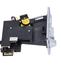 Electronic Coin Acceptor Module For Arcade Vending And Slot Machines, side view showing table mount and sensor components.