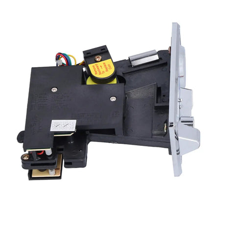 Electronic Coin Acceptor Module For Arcade Vending And Slot Machines, side view showing table mount and sensor components.
