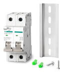 Tough Built 2P Dc Circuit Breaker 20Amp 500Volt Din Rail Mount Solar Disconnect Switch For Pv Panels Battery Bank Inverter RV Camper Home Electrical Panel.