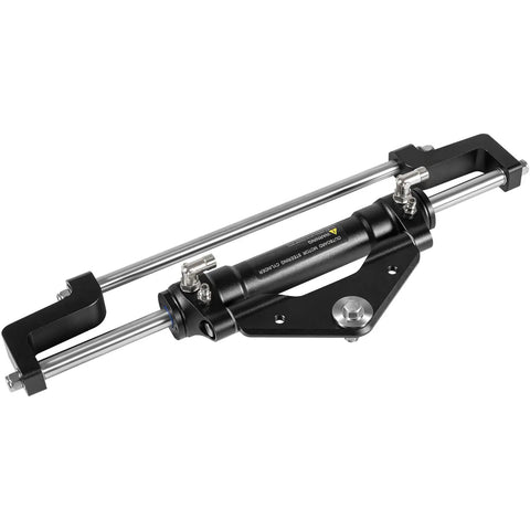 300HP Front Mount Hydraulic Outboard Steering Cylinder With Two Way Lock Valve, aluminum alloy body, black finish