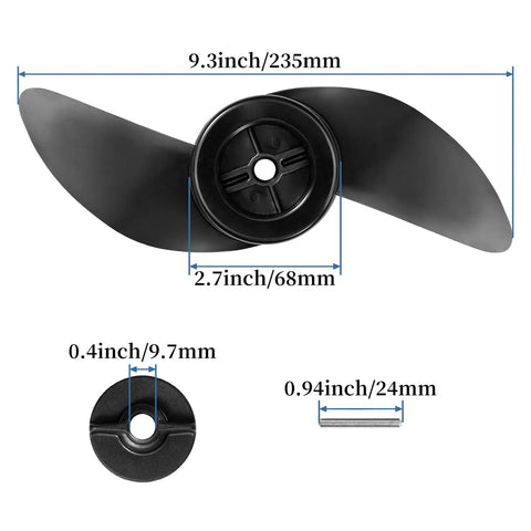2 Pack T34 Electric Boat Propellers 2 Blade Replacement Propeller Kit for 12V Trolling Motors Outboard Propeller for Marine Boats and Fishing Vessels Durable