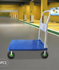 No Sweat Quality Heavy Duty Pneumatic Wheels 10 Inch Swivel Locking Casters With Steel Brackets For Farm Cart on blue dolly.