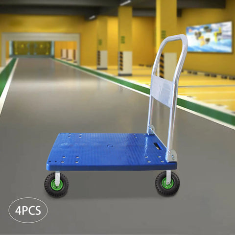 No Sweat Quality Heavy Duty Pneumatic Wheels 10 Inch Swivel Locking Casters With Steel Brackets For Farm Cart on blue dolly.