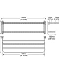 Matte Black 20 Inch Towel Rack With Shelf And Dual Towel Bars Dope Space Saving Bathroom Organizer With Foldable 90 Degree Design And Three Layer Matte Finish for Modern Home Bath dimensions diagram