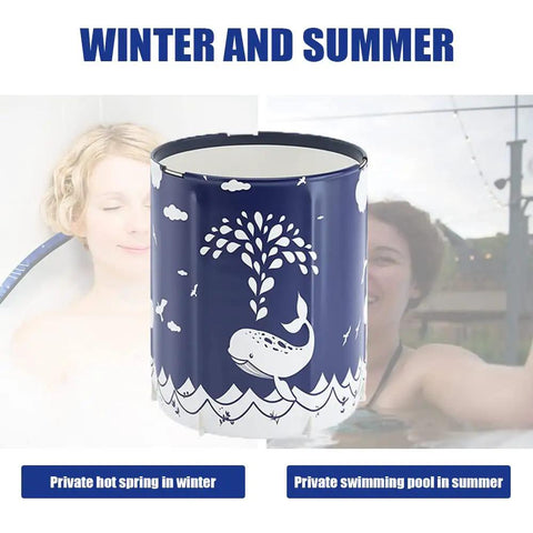 Portable Adult Bathtub For Ice Baths And Warm Spas, Folding Japanese Soaking Tub For Indoor Outdoor Use, whale design