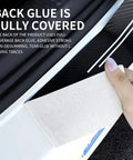 Hella Durable 9 Piece Door Sill Protectors For Tesla Cybertruck 2024 Plus, showing fully covered adhesive back glue application.