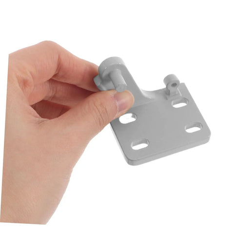 Heavy Metal Replacement Hinges For Commercial Fridge And Freezer Doors. Gray steel hinge with right angle design held by hand.