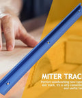 Fabater Aluminum T Slot Miter Track Jig For Woodworking with smooth surface shown above wood, ideal for precise angle cuts.