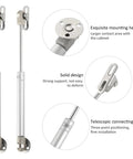 Heavy Duty Four Piece Gas Strut Cabinet Door Lift Support Kit With Pneumatic Rod Hydraulic Spring Hinges in silver detail view