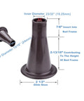 Reinforced Bed Frame Feet Set Of Six Plastic Replacement Feet To Stop Slipping And Protect Floors Easy Install For Beds With Seven Eighths Inch Top Insert And Two And Thirteen Sixteenths Inch Height Not Universal Fit, image of black plastic foot with measurements.