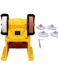 Asixxsix Mini Bench Grinder With Dual Wheels And 5500Rpm Speed Electric Sander Machine includes coarse and fine wheels for sharpening knives.