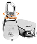 4 Pack 25mm Single Pulley Block Set With 6 Quick Links For Heavy Duty Lifting And Towing, 304 Stainless Steel Snatch Block System, Wire Rope Hanging Wheel For Lifts, Supports Up To 500 Lbs, 360° rotation