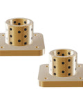Set Of 2 Brass Square Flanged Sleeve Bearings 20 By 28 By 20 Millimeter With 49 Millimeter Flange 6 Millimeter Thick Hole Five Point Five Millimeter Fits 20 Millimeter Shafts High Precision Durable Heavy Duty Machine Bearing For Equipment, shown pair