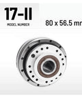 Front view of HS-17-II Harmonic Drive Strain Wave Gearbox SHF-17-II showing model number and dimensions, ideal for high torque automation.