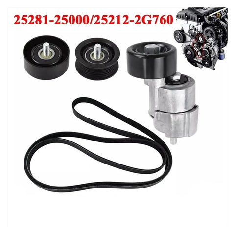 Top Shelf Timing Belt Tensioner Pulley Set Plus Idler For Hyundai Kia 2 Point 0 2 Point 4 Liter Engines Fits 2006 To 2015 V Ribbed Belt Kit with pulleys and belt