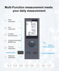 Compact Laser Distance Meter With Pythagorean Mode, 131 Ft Range, USB Charging, LCD Backlight, Area And Volume Measurement, Real Time Angle Display, Single And Continuous Readouts, Handy Tool For DIYers And Builders, front view