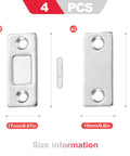 Ultra Thin Magnetic Cabinet Catch With Powerful Hold For Kitchen Cabinets, Drawers, Closets And Cupboards, set of 4, sizes shown