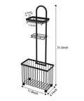 Freestanding Toilet Paper Holder With Storage Shelf No Drill Easy Roll Dispenser For Toilet Paper And Magazines Phone Tablet Organizer Black Bathroom Rack For Small And Large Bathrooms with dimensions