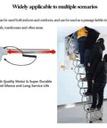 Super Tough Pull Down Attic Ladder With Grip Handles delivering hella stable telescoping frame, shown in use with multiple people ascending.