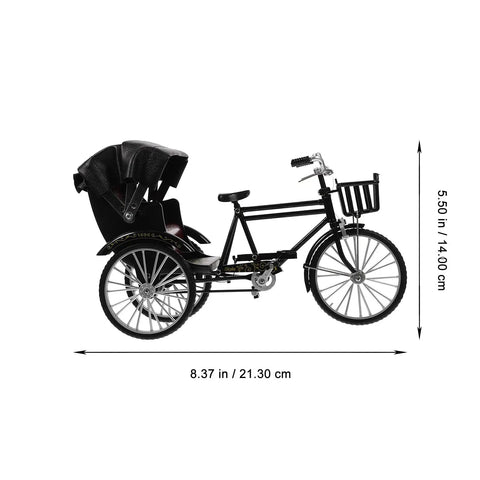 Absolutely Sweet Mini Motorcycle And Vintage Rickshaw Cake Topper With Detailed Metal Alloy Body dimensions 8.37 x 5.50 inches