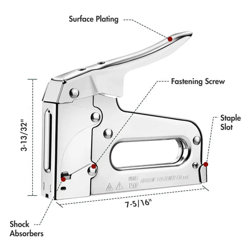 Heavy Duty Staple Gun For Upholstery Woodworking DIY And Pro Projects Manual Stapler chrome steel with rear-load magazine