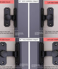 Installation diagrams showing right and left side mount for Heavy Duty Stainless Steel Barn Door Lock And Sliding Gate Hasp.