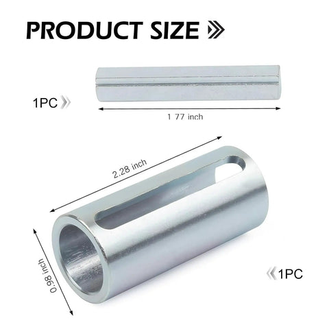 Tough As Nails 304 Stainless Steel Shaft Adapter Pulley 3/4 To 1 Inch Crank Sleeve Bore Reducer Bushing With Step Key Universal Fit For Cars Trucks And SUVs Silver Edition showing dimensions.