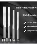 SKD61 Mold Ejector Pins Set Flat Ejector Blades For Plastic Molds 10 Pack Durable Ejection Tools In 0.8mm To 1.5mm Sizes display