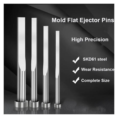 SKD61 Mold Ejector Pins Set Flat Ejector Blades For Plastic Molds 10 Pack Durable Ejection Tools In 0.8mm To 1.5mm Sizes display