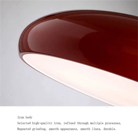Close-up of the Industrial Nordic Aluminum Pendant Light with smooth iron body, highlighting modern design and white interior finish.