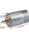 Torque Magnetic Mini Electric Motor 555 DC 24V 3500RPM With Bracket showing dimensions and measurements.