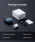 Fresh Wireless Bluetooth Label Maker Featuring 300Dpi Hd Print Quality For Photos And Stickers, Dope Blue Finish, Clean Compact Layout, Solid Home Office Essential with USB cable and user manual.