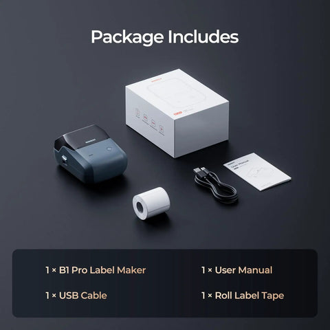 Fresh Wireless Bluetooth Label Maker Featuring 300Dpi Hd Print Quality For Photos And Stickers, Dope Blue Finish, Clean Compact Layout, Solid Home Office Essential with USB cable and user manual.