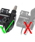 Compact Hot Air Rework Station Kit With Integrated Nozzle Holder, 3 Nozzles And 2 Tweezers, correct usage illustration.