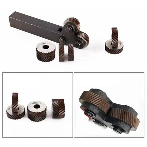 Lathe Knurling Tool Set With Single And Double Wheel, 0.4mm-2mm Linear Pitch Knurls, HSS Steel Head, Durable Knurling Kit for Metalworking