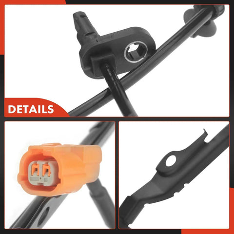 Direct Replacement Front Right Abs Wheel Speed Sensor Fits Honda Accord 2003 Through 2007 Gas Hybrid Models connector and mounting details