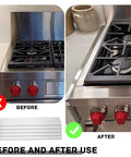 Installed stainless steel finishing strips around gas stove top; 12x1x0.02 in, 5 pcs, Amazon