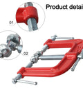 Close-up of Hardcore Heavy Duty Three Way G Clamp With No Sweat Quick Release Iron Design for woodworking and carpenters.