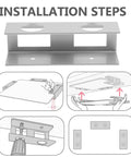 Heavy Hitter Under Desk Laptop Mount Bracket installation steps showing aluminum construction and ergonomic design.