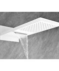 Wall Mounted Waterfall Shower System with Hand Shower showcasing a white overhead shower head pouring water, mounted on a wall.