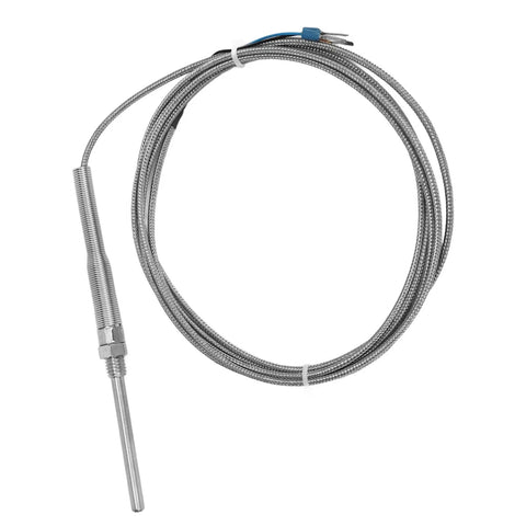 PT100 Temperature Sensor Probe In Stainless Steel, Industrial Thermocouple For Temperature Control And Monitoring, 58 To 752 Fahrenheit Range, Plug-And-Play Install And Durable For Equipment Testing, braided cable